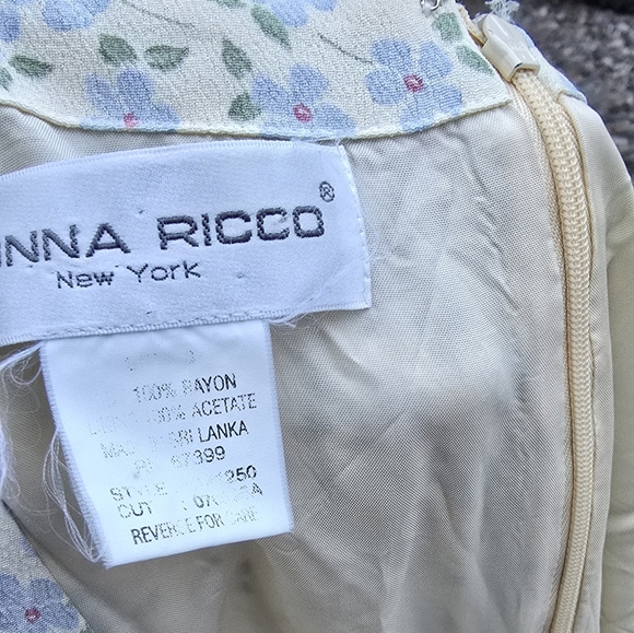 Donna Ricco 90s Y2K Floral Butter Yellow Cottagecore Mini Dress M - Picture 7 of 11